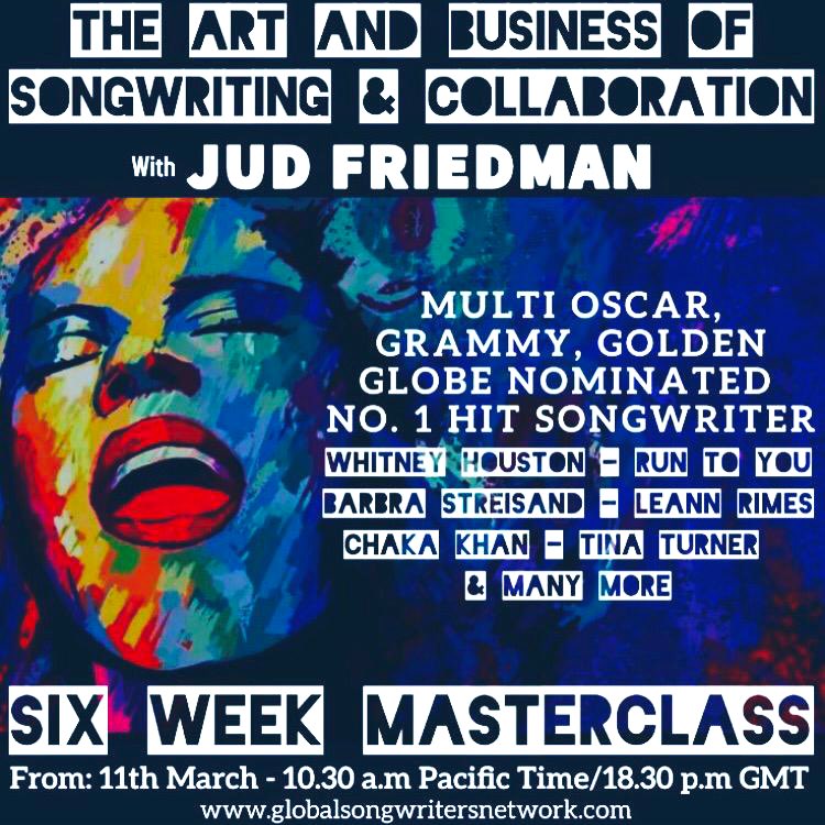 Songwriters/Artists!! check out globalsongwritersnetwork.com online course with Hit songwriter best known for the Classic RUN TO YOU by WHITNEY HOUSTON - Jud Friedman #Whitneyhouston #hitsong #onlinemasterclass #songwriter #songwriting #singersongwriter
<a href="/ProtestMusica/">Protest & Musica 🎶 🌎 🇺🇦</a> <a href="/IvorsAcademy/">The Ivors Academy</a>