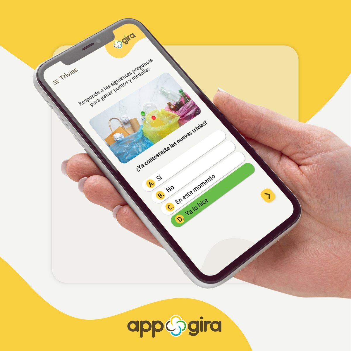 GiraReciclaEC's tweet photo. #appGIRA ¿Sabías que en la appGIRA hay una sección con trivias que puedes responder para ganar más ReciPuntos mientras aprendes sobre reciclaje?
Todos los meses se cargan nuevas preguntas.♻️
En nuestro blog te dejamos algunas pistas que puedes aprovechar https://t.co/mGOwQdbwoN https://t.co/d63uNUOJc3