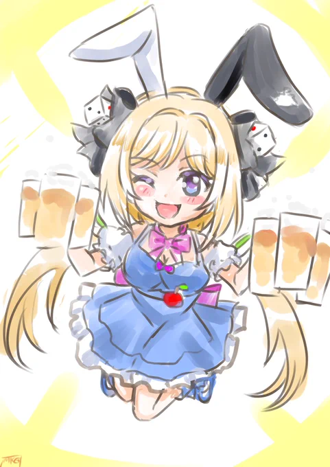 誕生日おめでとうございます! うさだ風アキちゃん  #アキロゼ生誕祭2022 #アロ絵  #Akimage 