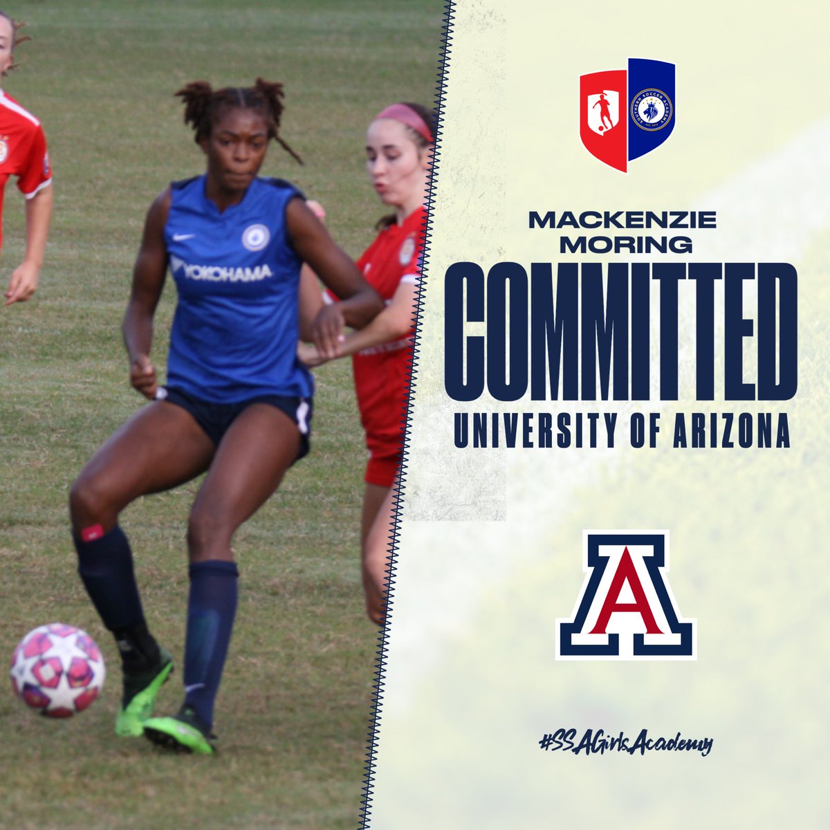 _ssasoccer's tweet photo. COLLEGE COMMITMENT 🎓
Congratulations to Mackenize Moring on her commitment to the University of Arizona women's soccer program.
Outstanding achievement👊👊👊
#iplayssa #ssasoccer #ssaelite https://t.co/Wu5axGgDEv