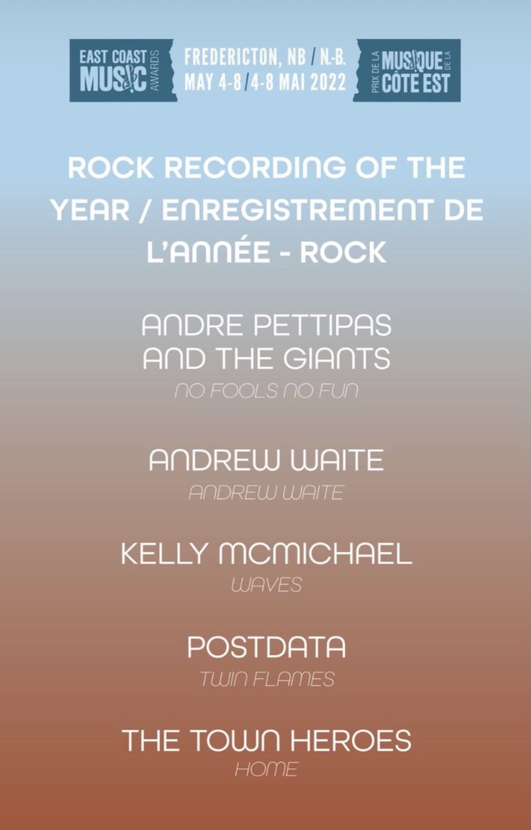 Congrats Paul Murphy <a href="/thisispostdata/">POSTDATA</a> on your @eastcoastmusic nominations for Songwriter of the Year + Rock Recording of the year "Twin Flames"!