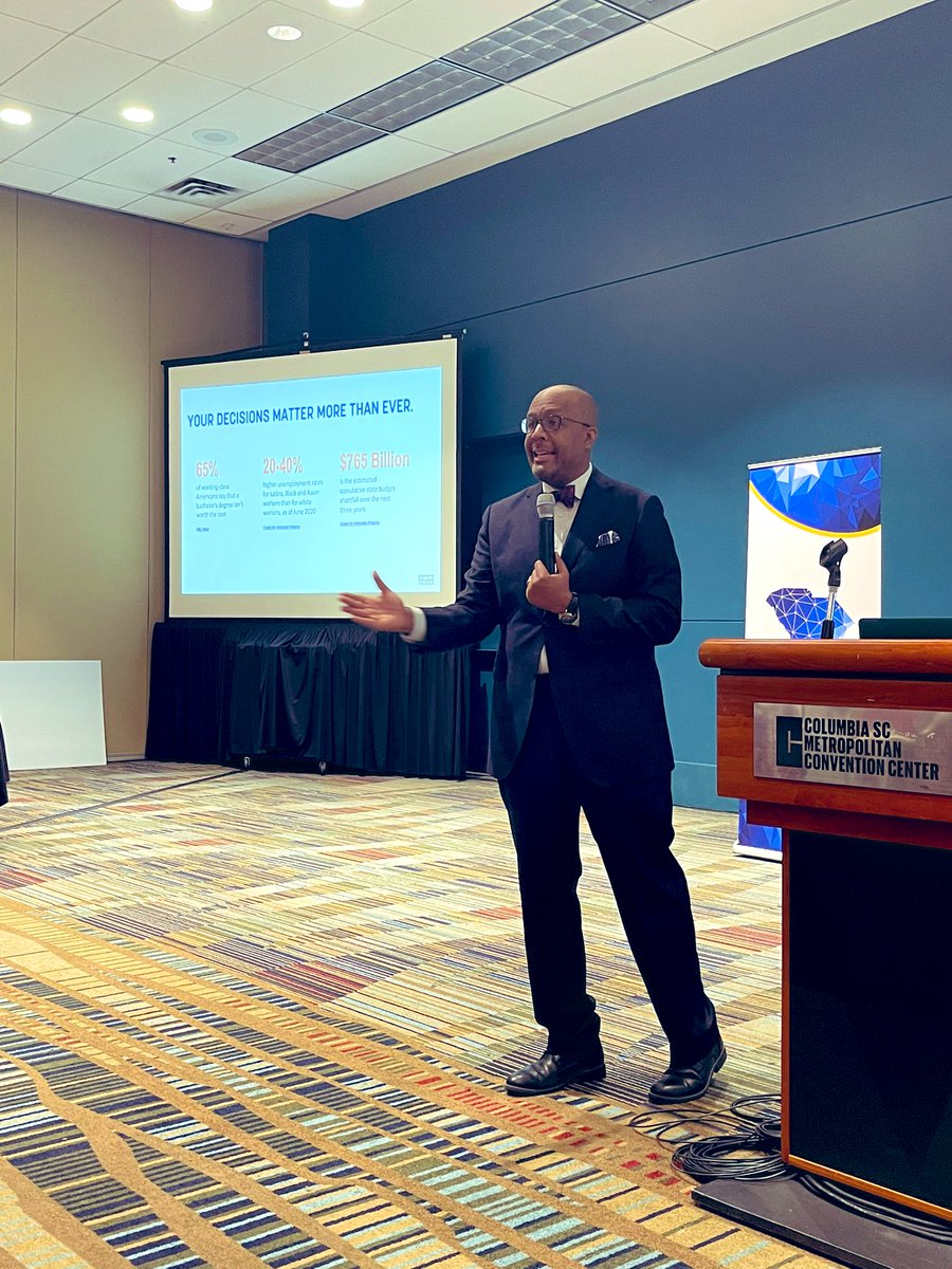CompleteCollege's tweet photo. "This work is still, and willl always be, about planting seeds," says @DrElston; as he emphasizes why #highered institutions should be smart w/ their resources to make a bigger impact for all students. #CompleteCollegeSC https://t.co/jaAAzc3Gbb