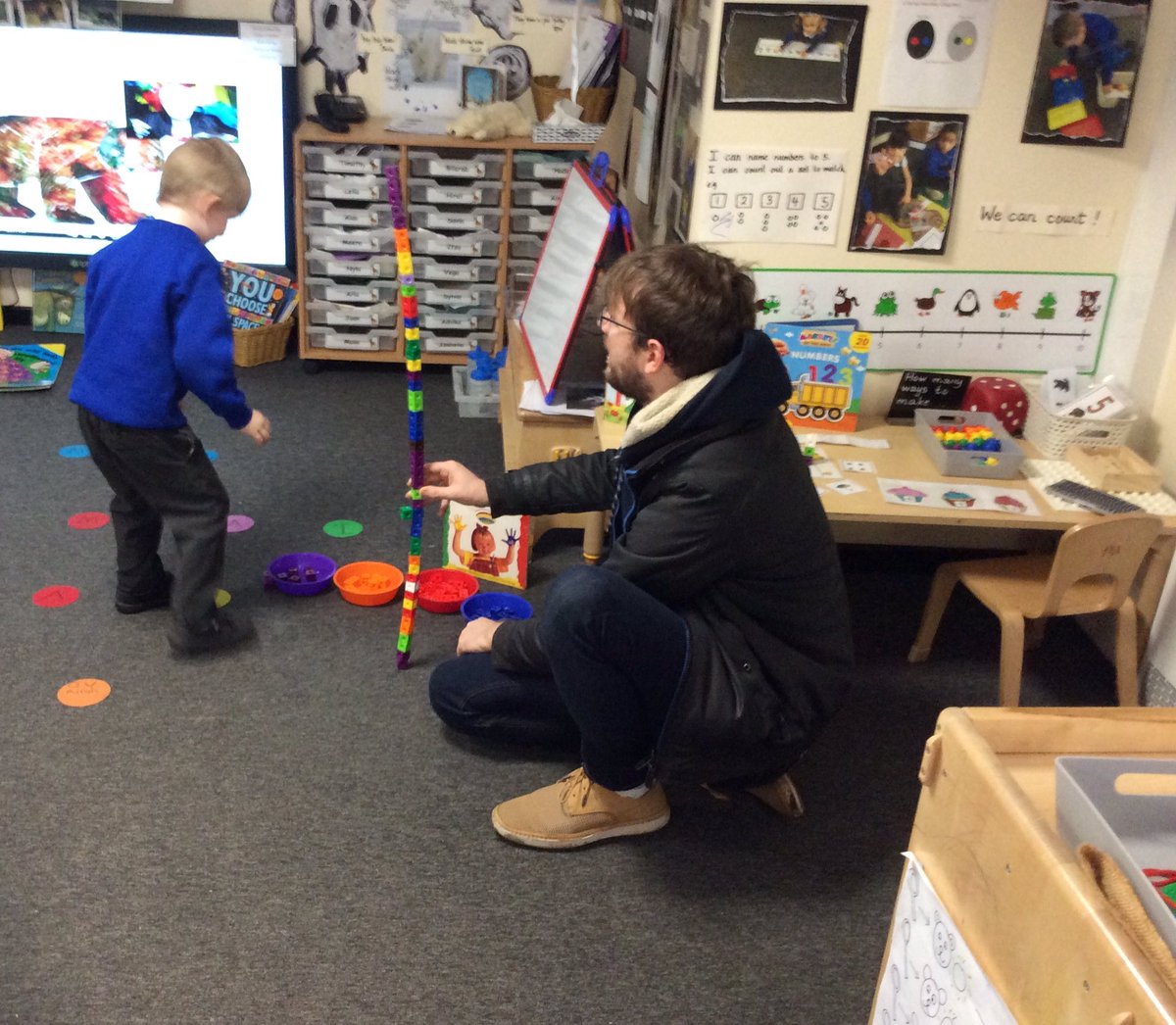 NChrysostoms's tweet photo. We had lots of fun during Nursery Stay and Play today! We shared stories, built huge towers and made bears with our handprints. #parentpartnership https://t.co/4jsk5UiKUQ