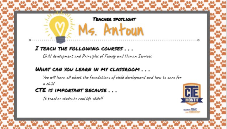 <a href="/FuquayVarinaHS/">Fuquay-Varina HS</a> Highlighting Ms. Antoun during CTE month as she shines brightly #CTEMonth #BengalNation