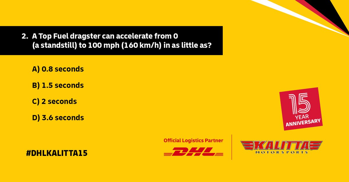 DHLUS's tweet photo. Day 2 of our #DHLKalitta15 fan trivia giveaway. Answer correctly for your chance to win a limited edition prize, and tag a friend! T&amp;Cs apply.

@JRTodd373 @ShawnLangdon333 @TeamKalitta @NHRA #Giveaway https://t.co/VC7eux3AoO