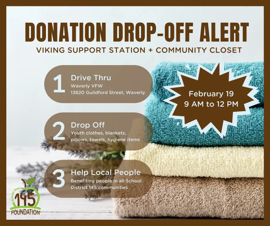 Dist145FFE's tweet photo. Has this month's warm temperatures put you in a Spring 🌷 cleaning mood? The Viking Support Station would kindly accept your gently used, unwanted items. https://t.co/aLWFmk6lDP