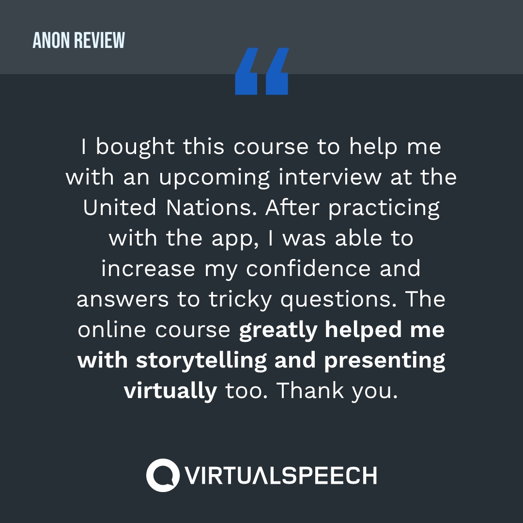 VirtualSpeech (@vrspeech) on Twitter photo This particular client bought one of our courses to assist them with an upcoming interview at the United Nations. After practicing with the app, they felt much more confident. β
 
View our courses here: bit.ly/3gbOKOG  
#VR #virtualreality #immersivelearning This particular client bought one of our courses to assist them with an upcoming interview at the United Nations. After practicing with the app, they felt much more confident. β
 
View our courses here: bit.ly/3gbOKOG  
#VR #virtualreality #immersivelearning