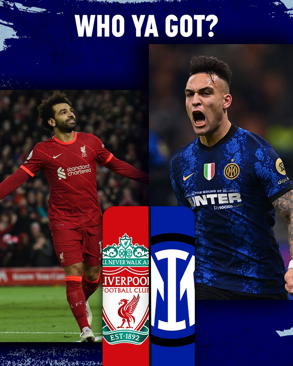 NBCSportsSoccer's tweet photo. Two of the top teams in the world are poised to face each other later today. 

Mo Salah &amp; Liverpool take on Lautaro Martinez &amp; Inter Milan. Who ya got? #UCL https://t.co/JnYRkVlmzh