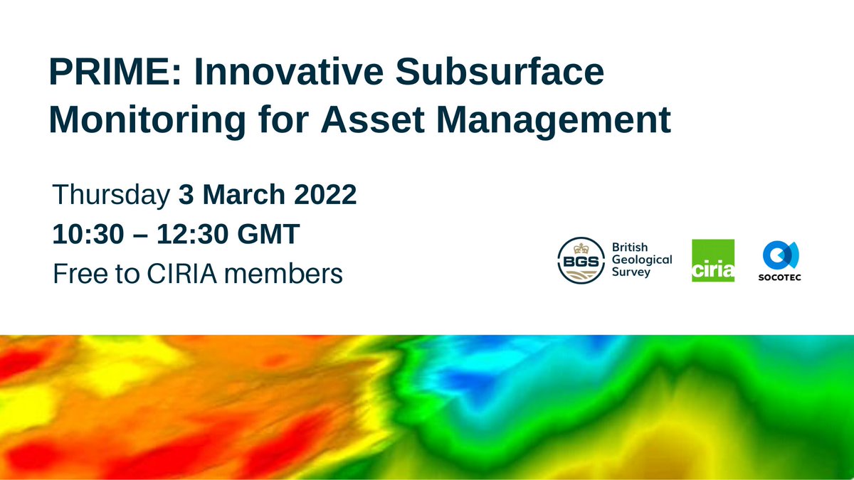 BritGeoSurvey's tweet photo. On 3 Mar join us and @SOCOTEC_UK  as we showcase developments in our PRIME technology &amp; present case studies in assessing, monitoring &amp; protecting the built and natural environment. 

Register here:
https://t.co/xyRkFW137G https://t.co/rgbYk59Hc6