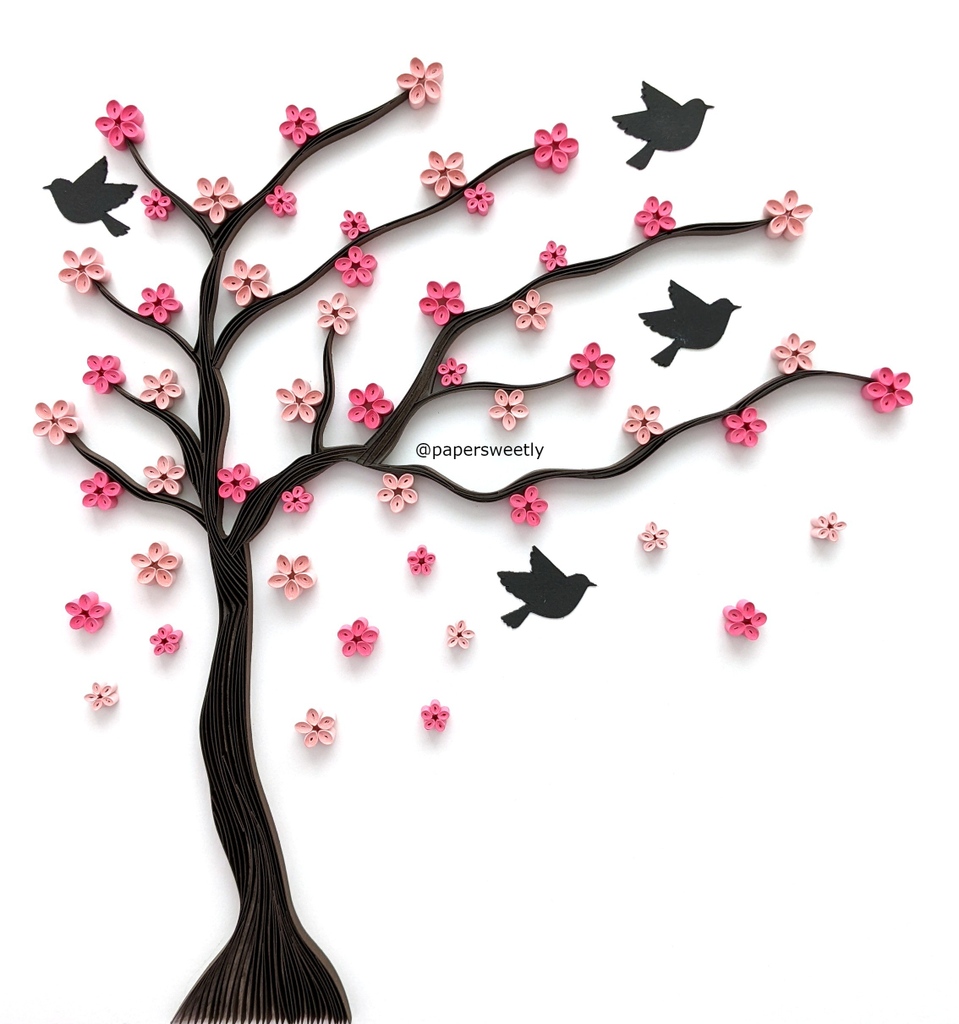 Cherry blossoms are a symbolic flower of the spring, a time of renewal, and the fleeting nature of life. Their life is very short. After their beauty peaks around two weeks, the blossoms start to fall.
.
#papersweetlyart #paperquillingart #paperart #loveinair #flowersofinstagram
