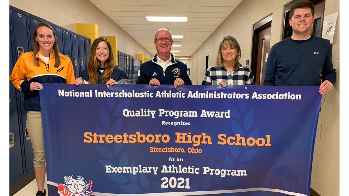 NIAAA9100's tweet photo. Our Quality Program Award is a way for athletic administrators to assess their department and earn some recognition as an education-based program. We'd like to congratulate Streetsboro High School, a 2021 recipient and the first school in Ohio to receive this national award! https://t.co/37mKur5R96