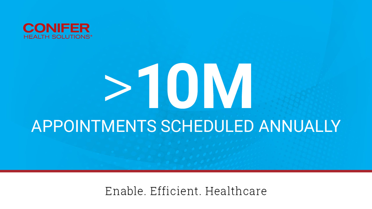 coniferhealth's tweet photo. Patients have high expectations when it comes to scheduling an appointment. Consumers expect a convenient, easy, friendly and flexible experience. Learn how Conifer Health schedules >10 million appointments annually for our clients. https://t.co/1UgCBZpmt1 #appointmentscheduling https://t.co/1VweZeMEvS