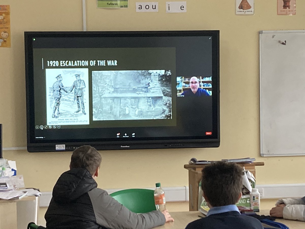 criostri's tweet photo. 6th class joining Brian Spring at @ClareEdCentre online this morning for ‘The Brave and The Bold’ of Irish history. 🙏 🇮🇪 https://t.co/QWGLGd8zJb