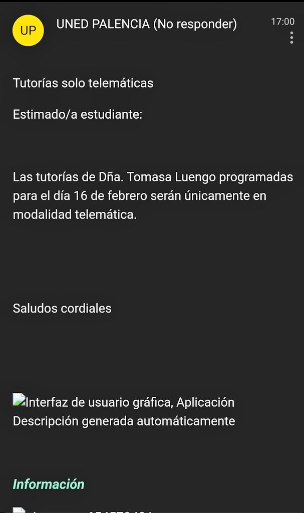 angel_xd_18's tweet photo. @uned. Lo de avisar con antelacion suficiente me da que no os va verdad?

El e-mail justo al iniciar la tutoria.

Menos mal que no viajo para las tutorias que si no os pediria el dinero de cada viaje por cosas como estas!

@AfectadosUned @UndnosProAVEX 
#VergüenzaUned https://t.co/HY0dyQP9TJ