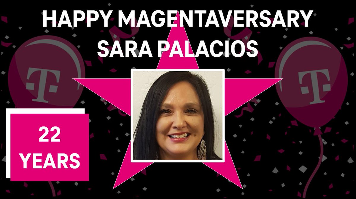 Mangenta Family!  Please join in congratulating <a href="/sarapalaciosdm/">Sara Perez Palacios</a> on her 22-year Magentaversary!  Rockstar from day one!  We appreciate all that you do Sara.  #SunWest #OneTeam <a href="/rwashley1/">Rob Ashley</a> <a href="/TracyNolan_/">Tracy E. Nolan</a> <a href="/JonFreier/">Jon Freier</a> <a href="/Vizcaino9/">Jesse Vizcaino</a> <a href="/cloera82/">Christina Loera</a>