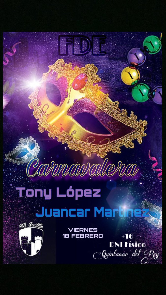 ESTAMOS DE VUELTA 🕺🏽
Ven con un complemento carnavalero o disfrazado y chupitos gratis 🤪
Entrada 3€
Traer DNI FÍSICO
🍻Viernes 18 febrero 🍻
-Se sorteará una entrada en las redes sociales y en Instagram un bonocopa
•Para entrar en el sorteo da ❤️  y retwittear