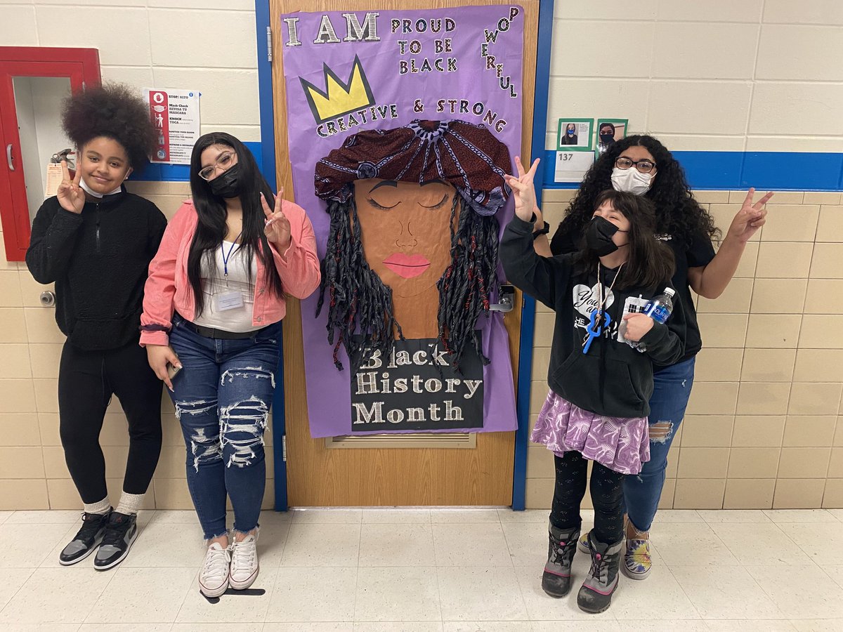 Cherokee_MMSD_'s tweet photo. Black History Month door art is well underway at CHMS. We will share more throughout this month. https://t.co/Twrnxdwt7j