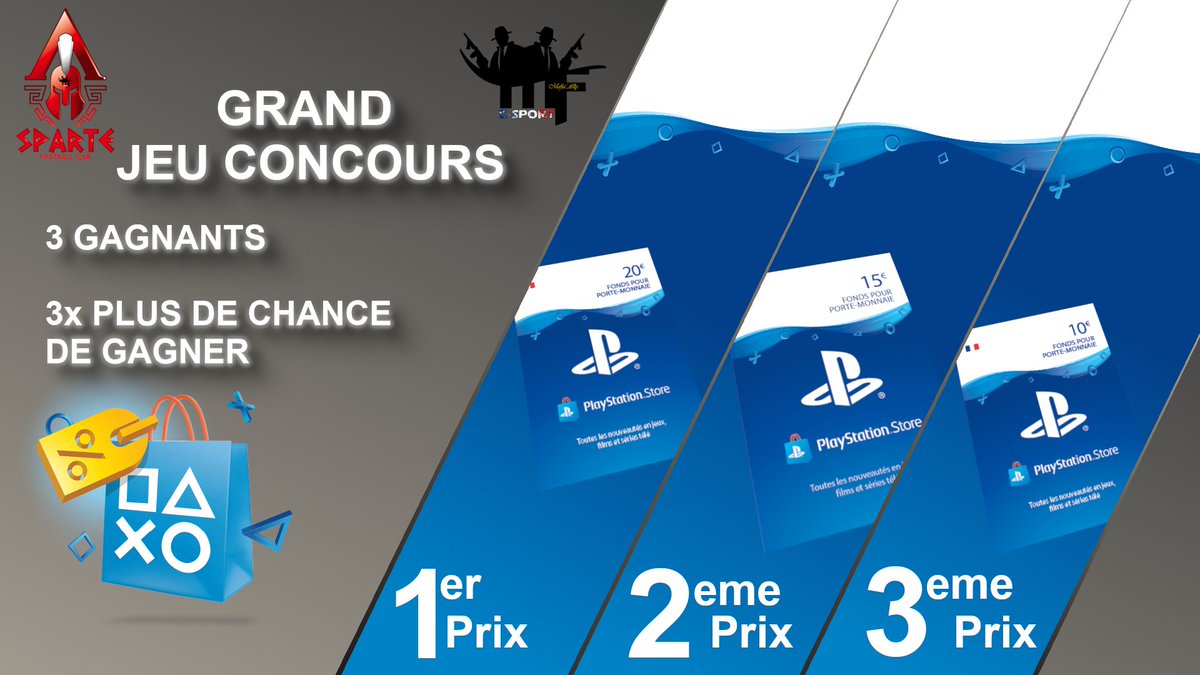 💥 BOOM 💥

Lancement du grand jeux concours !

RT + LIKE ce tweet 

Follow <a href="/MafiaMily/">Mafia'Mily E-sport</a> et @SparteFc 

3 CARTES PSN (20€, 15€ ET 10€)

3 GAGNANTS 

3X PLUS DE CHANCES

Tirage au sort le 28/02/2022