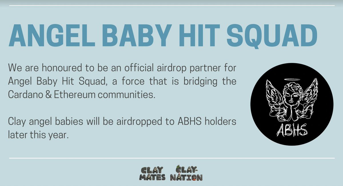 MrSingularity2's tweet photo. From the @The_ClayMates white paper. How can you not get excited! If you still don't own an @AngelBabyHitSqd, what are you waiting for? If they are not sold out after this #CNFT, I don't know why you are even in this space, to begin with. Also, @RatsDao, you are missing out! 😜 https://t.co/v0HfiavttM