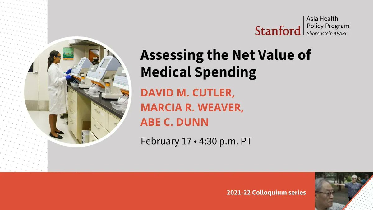StanfordSAPARC's tweet photo. 📊 How do we quantify the net value of #MedicalSpending? @Cutler_econ @BEA_News Abe Dunn and @IHME_UW Marcia Weaver join us to discuss how policymakers can use #HealthcareData to increase the productivity of spending. 

🗓️ Feb 17, 4:30 PM PT
✅ Register: https://t.co/HGzEi7Y2kU https://t.co/AhPNZ0QBES