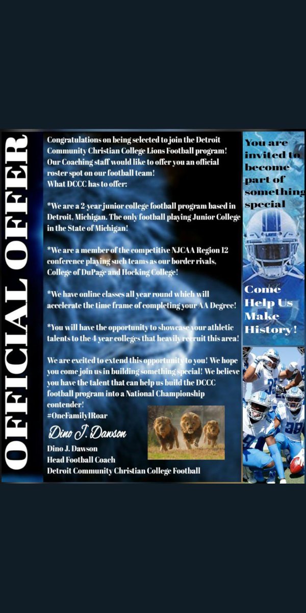 WillMagic59's tweet photo. After a good talk with coach  @CoachGibson4 Im blessed to revive my 2nd offer from @DetroitCCCFB #AGTG https://t.co/mYUMMKrtYF