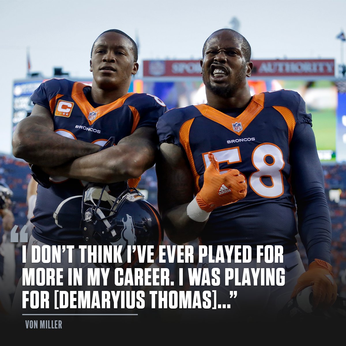 NFL's tweet image. .@VonMiller did it for Demaryius Thomas. ❤️