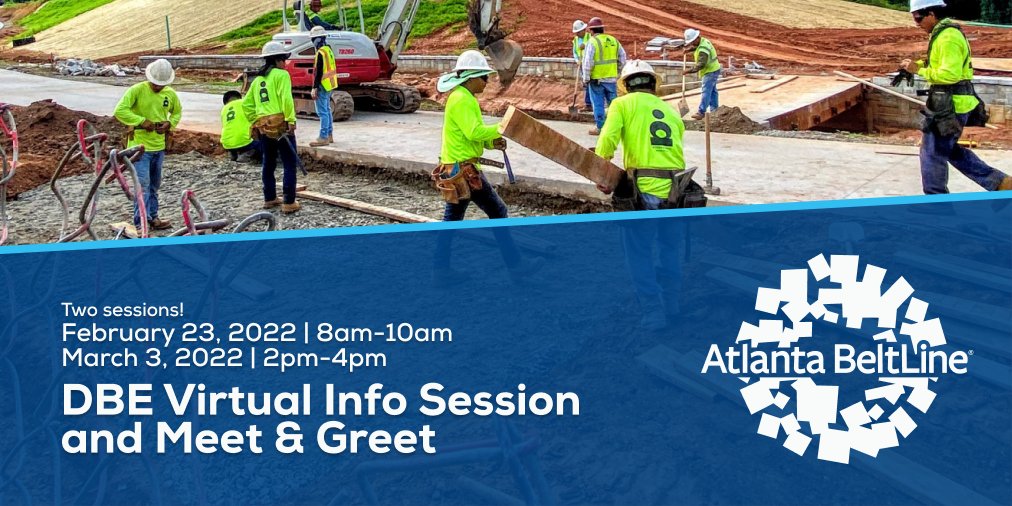 AtlantaBeltline's tweet photo. We are hosting two upcoming events to encourage Disadvantaged Business Entities (DBE) to work on the Atlanta BeltLine project. If you are interested, sign up for a session or visit our blog for more information.

https://t.co/xvuwhnCqZP https://t.co/bu5JIrVhz7