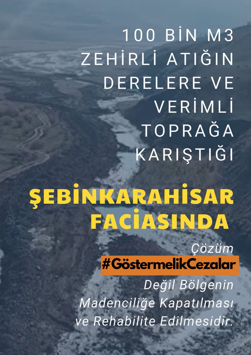 18 Kasım 2021 tarihinde Şebinkarahisar'da gerçekleşen doğa felaketinden bugüne 4 aydır Kelkit ovası zehir saçıyor ama bakanlık susuyor.
#GöstermelikCezalar
