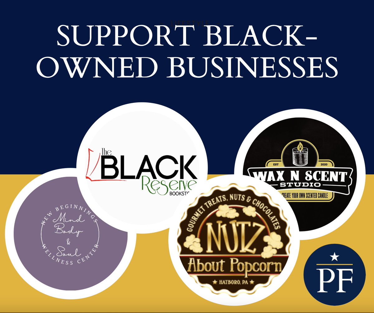 What better way to celebrate #BlackHistoryMonth  than to highlight some of our local Black-owned businesses in PA-01!

⬇️⬇️⬇️

theblackreservebookstore.com 
waxnscentstudio.com
nutzaboutpopcorn.com
m.facebook.com/New-Beginnings…