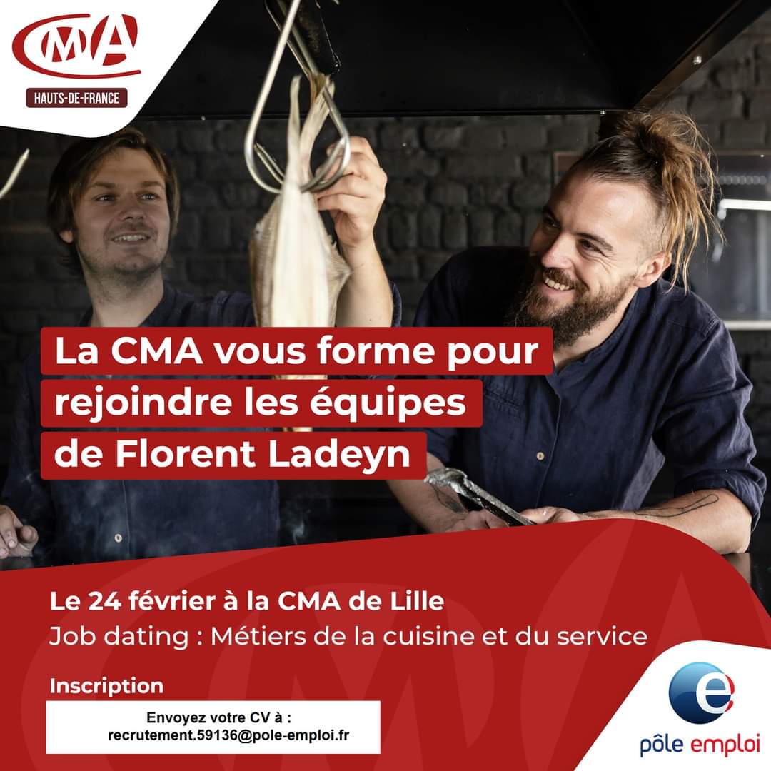 📣Rejoignez l'équipe du Chef Florent Ladeyn pour l’ouverture de son restaurant à #Dunkerque
👉Vous êtes passionné de cuisine, soucieux de travailler des produits de qualité et avec des producteurs locaux
👉Intégrez une formation à Lille (2 mois) pour décrocher un CDI