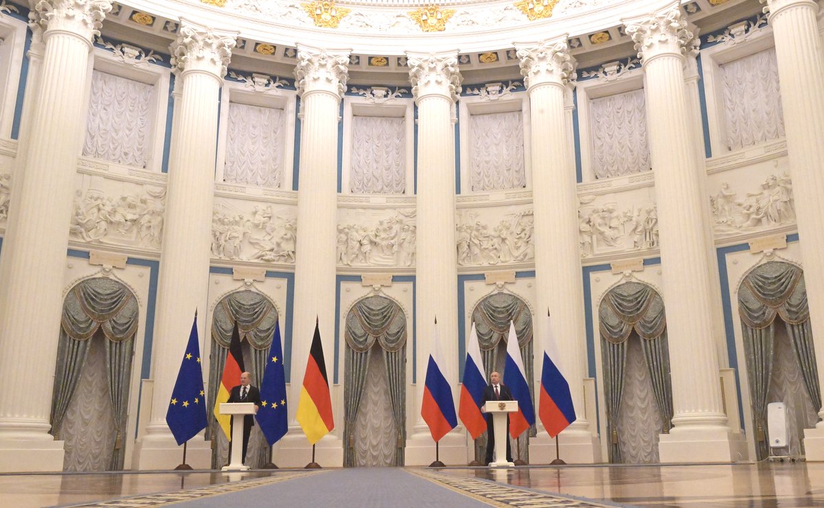 RussianEmbassy's tweet photo. 🇷🇺President #Putin (News conference after 🇷🇺🇩🇪 talks): The Kiev authorities are refusing to abide by the #MinskAgreements and the 2015 arrangements, as well as the agreements reached at later summits in the #NormandyFormat, including in Berlin and Paris. https://t.co/9xpzsBkb7q