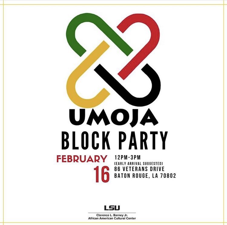 LSU Office of Multicultural Affairs (@lsuoma) on Twitter photo Join us at noon TODAY as the <a href="/lsuaacc/">LSU African American Cultural Center (AACC)</a> hosts the Umoja Block Party at noon. #freefood #music <a href="/LSUOMA/">LSU Office of Multicultural Affairs</a> @LSU_WC @LSUDiversity <a href="/bwei_lsu/">Black Women's Empowerment Initiative at LSU</a> <a href="/LSUBMLI/">LSU BMLI</a> <a href="/lsu_bgpsa/">LSU BGPSA</a> #bhm #BlackHistoryMonth Join us at noon TODAY as the <a href="/lsuaacc/">LSU African American Cultural Center (AACC)</a> hosts the Umoja Block Party at noon. #freefood #music <a href="/LSUOMA/">LSU Office of Multicultural Affairs</a> @LSU_WC @LSUDiversity <a href="/bwei_lsu/">Black Women's Empowerment Initiative at LSU</a> <a href="/LSUBMLI/">LSU BMLI</a> <a href="/lsu_bgpsa/">LSU BGPSA</a> #bhm #BlackHistoryMonth