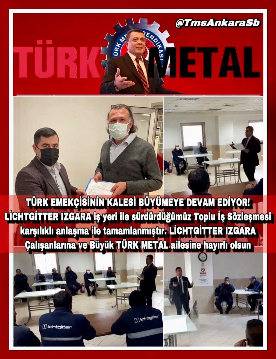 TÜRK EMEKÇİSİNİN KALESİ BÜYÜMEYE DEVAM EDİYOR! LİCHTGİTTER IZGARA iş yeri ile sürdürdüğümüz Toplu İş Sözleşmesi görüşmelerimiz emekçi kardeşlerimizin kazanımları sağlanarak karşılıklı anlaşma ile tamamlanmıştır.
#HAYIRLIOLSUN
#GUCLUTURKMETAL
#HEPIMIZBIRIZ