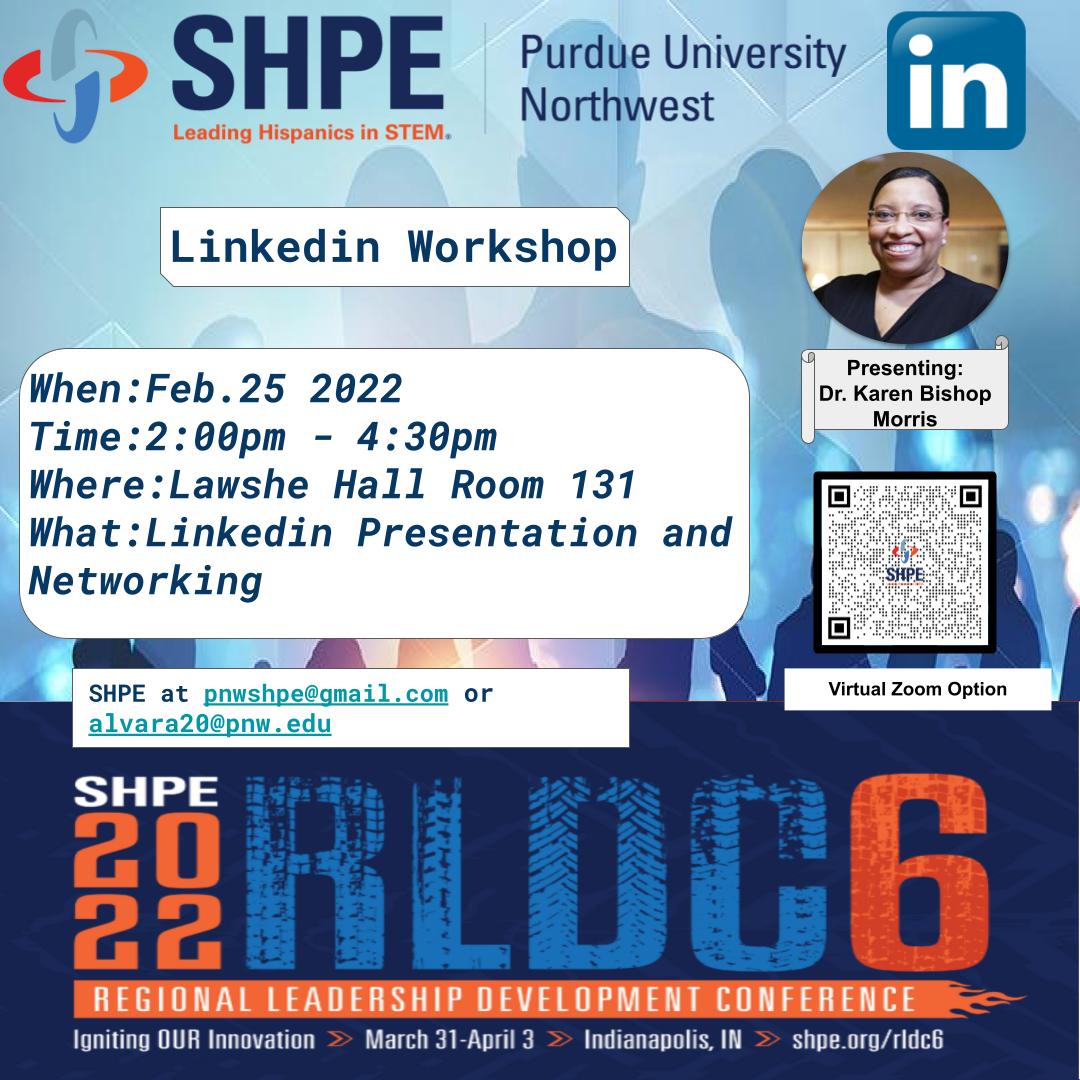 SHPE_PNW's tweet photo. On, Feb. 25 2022 SHPE PNW invites you to a LinkedIn workshop to help with visibility for potential employers. You will learn the do's and don'ts. Join us and let's network.
 #LeadershipDevelopment #future #opportunities #network #careerdevelopment #linkedin #shpe #rldc62022 https://t.co/2Bw0bHfWIJ