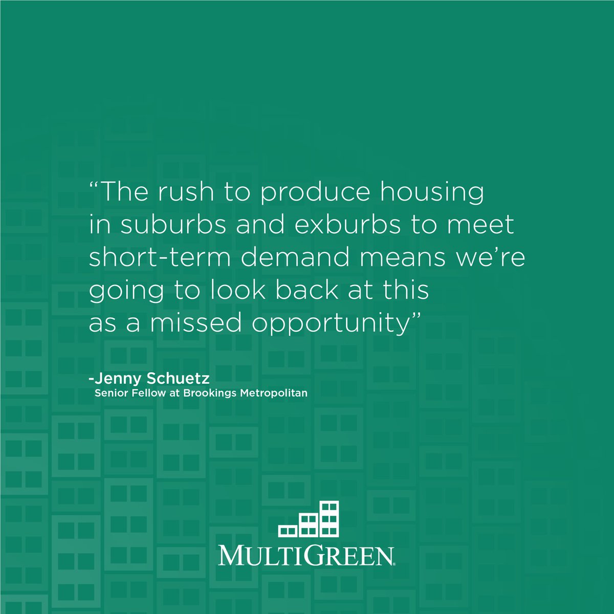 “The rush to produce housing in suburbs and exburbs to meet short-term demand means we’re going to look back at this as a missed opportunity.”

-Jenny Schuetz 

#HousingCrisis #ThinkMultiGreen https://t.co/vYlsT6jnwE