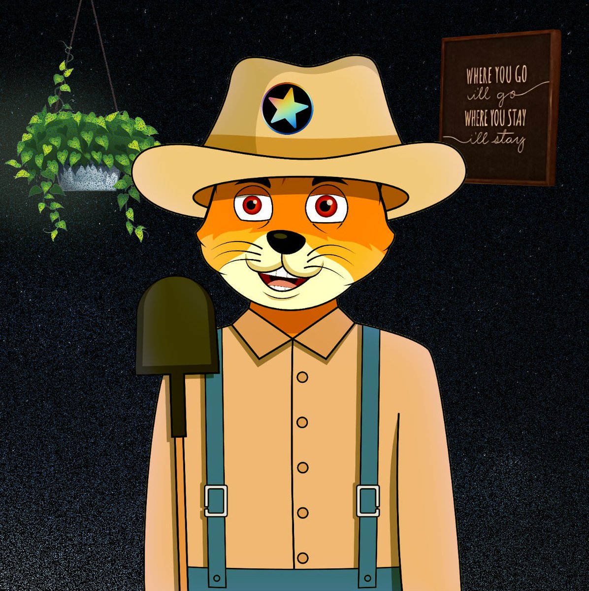 ColonialCatsNFT's tweet photo. Hello! @StargazeChad this is for you and your queen @themegbaker from team #ColonialCats. 
A farmer cat from the colonial era, Shining with $stars inside $cosmos 

$GATA NFT is launching on @StargazeZone soon.

cc:@JoveCosmos https://t.co/Mqcls7ufMT