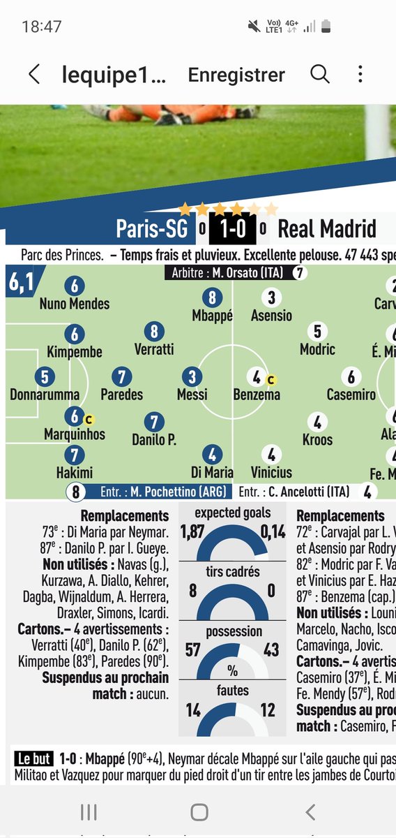OK l equipe donc Messi il a moins que Benzema et vinicius... #PSGRMA #Messi