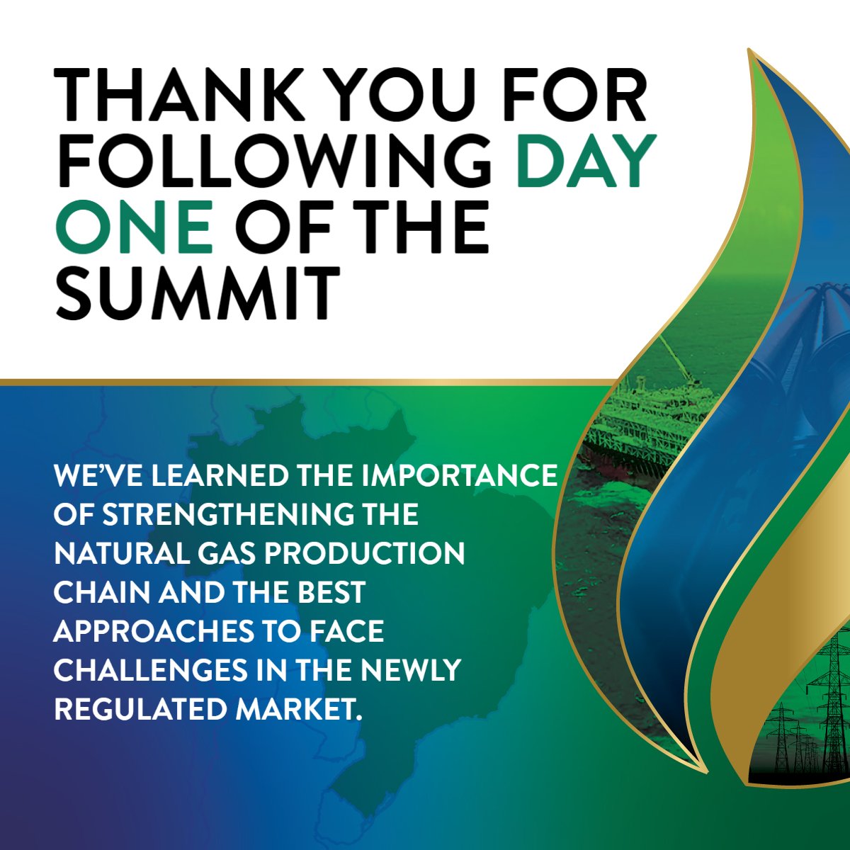 BrazilGasSummit's tweet photo. Thank you for the successful Day One of the #BrazilGasSummit! 
If you're interested in key takeaways from the Summit, head over to @bnamericas article: https://t.co/VEw4I7QhC8
And don't forget to subscribe for more updates about the event: https://t.co/QAAkMzpqFy https://t.co/BzriFXGJME