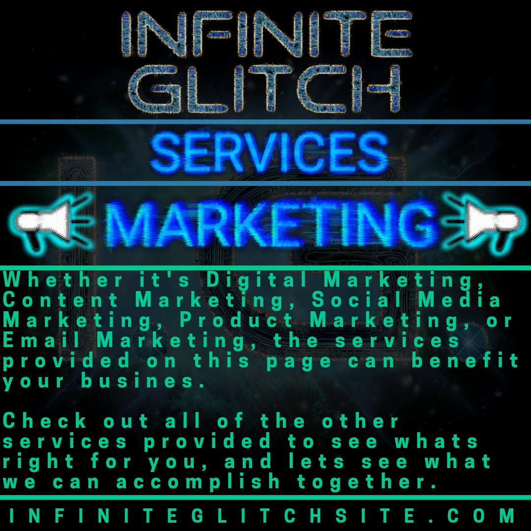 infinite_glitch's tweet photo. Infinite Glitch is now offering it's services in Marketing.  Contact us today if you require our services.

https://t.co/eVpGksncCV 

#infiniteglitch, #services, #marketing, #digitalmarketing, #contentmarketing, #videomarketing, #socialmediamarketing, #infographs https://t.co/lBAqQqxNI2