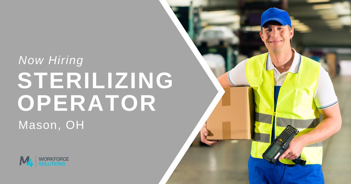 M4WorkSolutions's tweet photo. M4 is now #hiring a Sterilizing Equipment Operator for a medical services employer in #Cincinnati, OH.

Learn more and apply online: https://t.co/nXknHfJ0Ep

#jobs #cincinnatijobs #joblisting #jobboard #MasonOhio https://t.co/fOfMoKy5TM