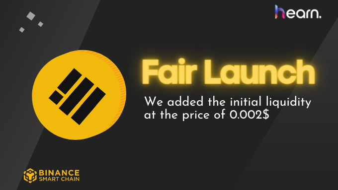 We added the initial liquidity on Pancakeswap (HEARN-BUSD pair). Soon we will also enable #BUSD staking!

#fairlaunch #newlisting #newcryptocurrency #Stablecoin #stablecoins #staking #bnb #bsc #pancakeswap #defi #HEARN