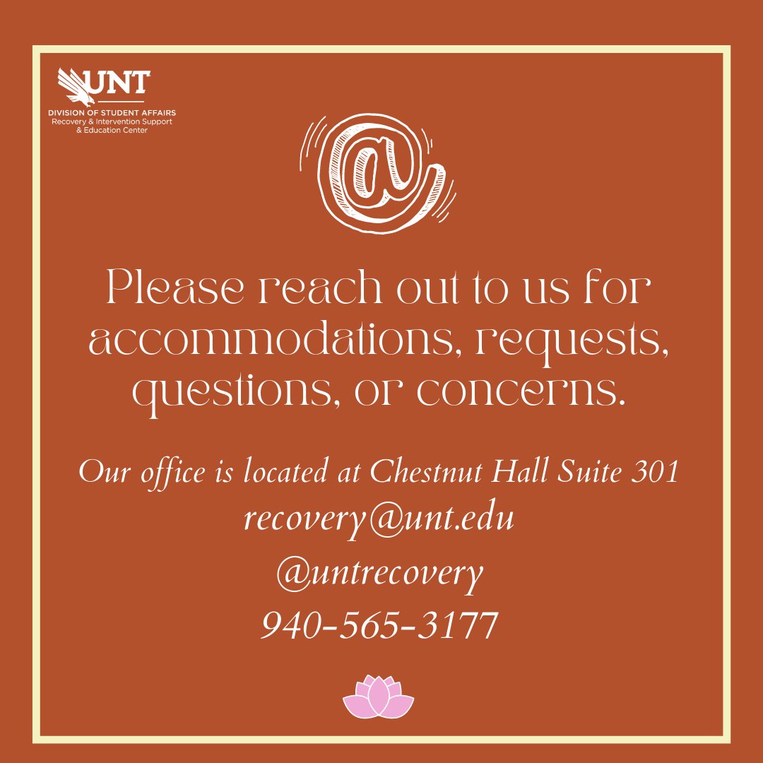 CRP at UNT (@untrecovery) on Twitter photo Want to learn how to meet your own needs? Want to learn how to understand yourself better? Join us and guest speaker Lindsey Warwick this Friday at 12pm in Rec Center room 205 to learn more. <a href="/UNTSUREprogram/">UNT SURE Program</a> <a href="/UNT_DSA/">UNT Student Affairs</a> 🧘♂️ Want to learn how to meet your own needs? Want to learn how to understand yourself better? Join us and guest speaker Lindsey Warwick this Friday at 12pm in Rec Center room 205 to learn more. <a href="/UNTSUREprogram/">UNT SURE Program</a> <a href="/UNT_DSA/">UNT Student Affairs</a> 🧘♂️