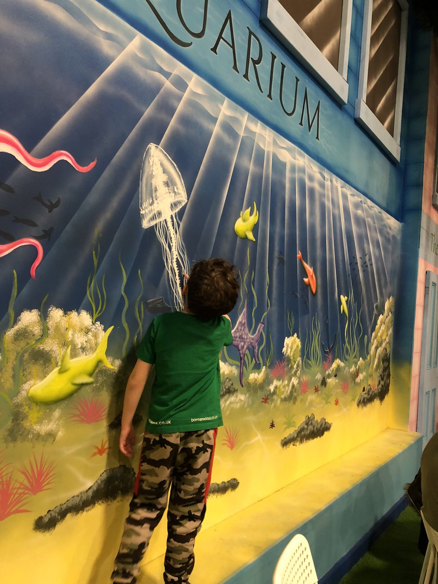 BornAnxious2018's tweet photo. I took Oscar out to an amazing soft play area which has a sensory room, kitchen, brick building, football pitch , multiple layers of soft play fun and this is what he did, admired the artwork and climbed the fake trees .
#museumkid
#scienceispower
@makedoandSEND https://t.co/4yPIXwBKls