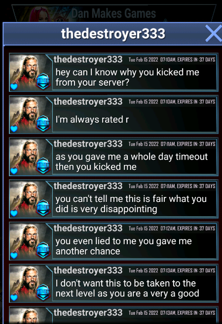 DanMakesGames_'s tweet photo. 1/ Normally i'm more than happy to ignore trolls etc but I think this one could do with a little highlight... 

(this will be in several parts so please keep reading)

Please do NOT be like this person, nor accept any behaviour like this in ANY gaming community.  #WWESuperCard https://t.co/NvMK9PrEli