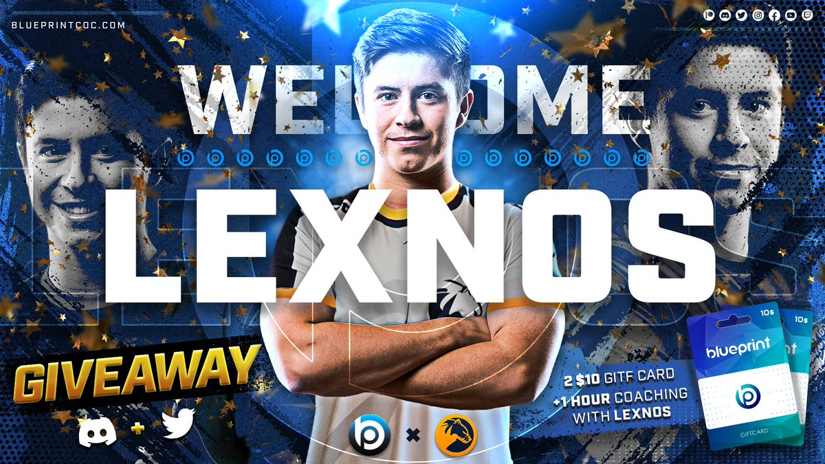 BlueprintCoC's tweet photo. 🔊┋Huge day for us! New Coach &amp; Content Creator joining the team!

😱┋Welcome LEXNOS 🇺🇸 to the BLUE family!

🥳┋To celebrate we have a new GIVEAWAY!
x2 10$ gift cards + 1-hour Pro Session by him🔥

To participate
💙 Follow @Lexnos_  &amp; @BlueprintCoC!
 🔃 RT and like this post! https://t.co/0fhyrQSIX9