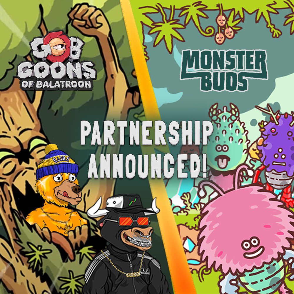 LFGoons's tweet photo. 🔥PARTNERSHIP ANNOUNCENT🔥

We are proudly announcing our official partnership with @MonsterBudsNFT. 

Tuesday 22th of February time T.B.A we will have an AMA in Twitter spaces!

To learn more about this partnership, take a look at this medium article!

https://t.co/Grbg5ttvGK https://t.co/IGG5ZoyeOQ