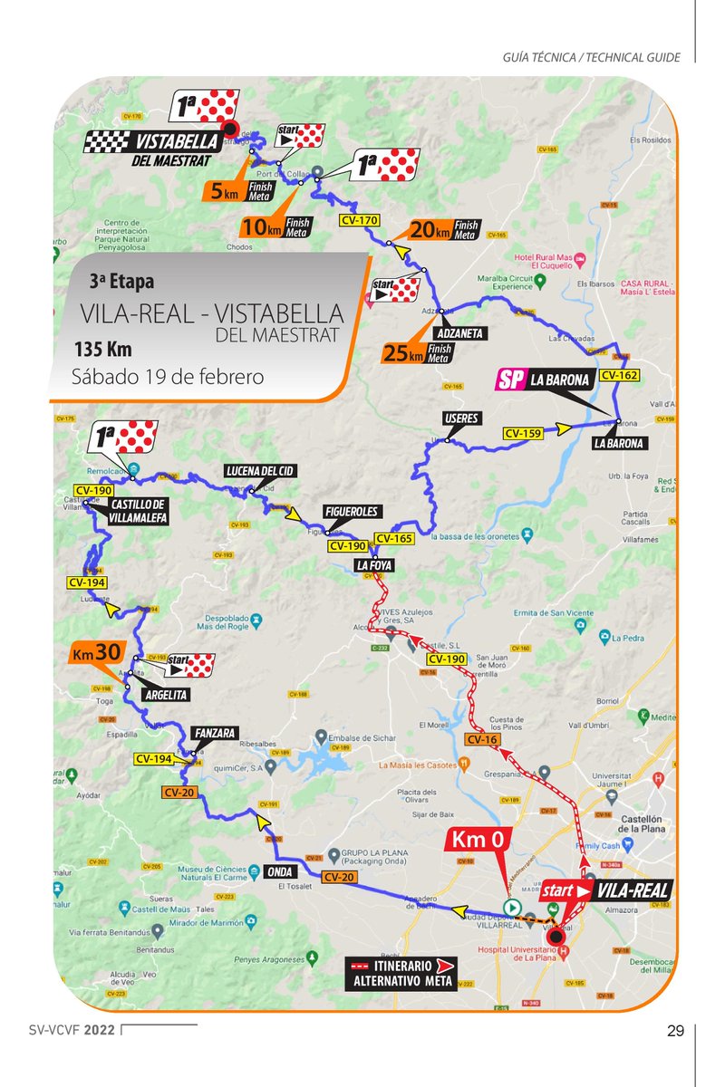 ActuCyclismeFem's tweet photo. Etape 3 : Samedi 19 Février
🚩 : Vila-Real 13H00
📏 : 135 Km
🏁 : VISTABELLA 16H52
Arrivée au sommet à 1250 M d’altitude
1 Sprint intermédiaire
3 ⛰️ https://t.co/uQ8CW9g6SG