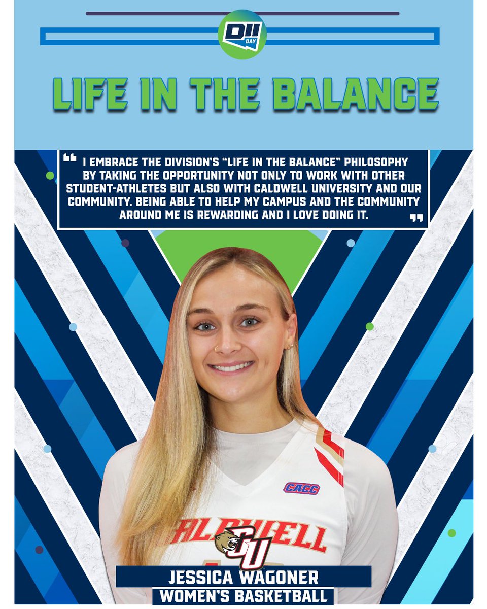 We continue our countdown to #D2Day with Jessica Wagoner from <a href="/CaldwellWBB/">Caldwell Women’s Basketball</a> sharing how she embraces <a href="/NCAADII/">NCAA Division II</a>’s “Life in the Balance” philosophy 

#MakeItYours