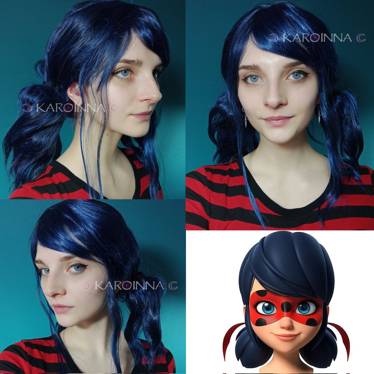 Karoinna's tweet photo. #ladybugcosplay commission🐞
More photos of the wig that I styled!
The aim was not to cut, glue, or generally affect the wig, so that the customer can use it for other costumes or parties.
#wipwednesday #cosplayinprogress #miraculousladybug #miraculousladybugcosplay #mlbcosplay https://t.co/piYMp71yYp