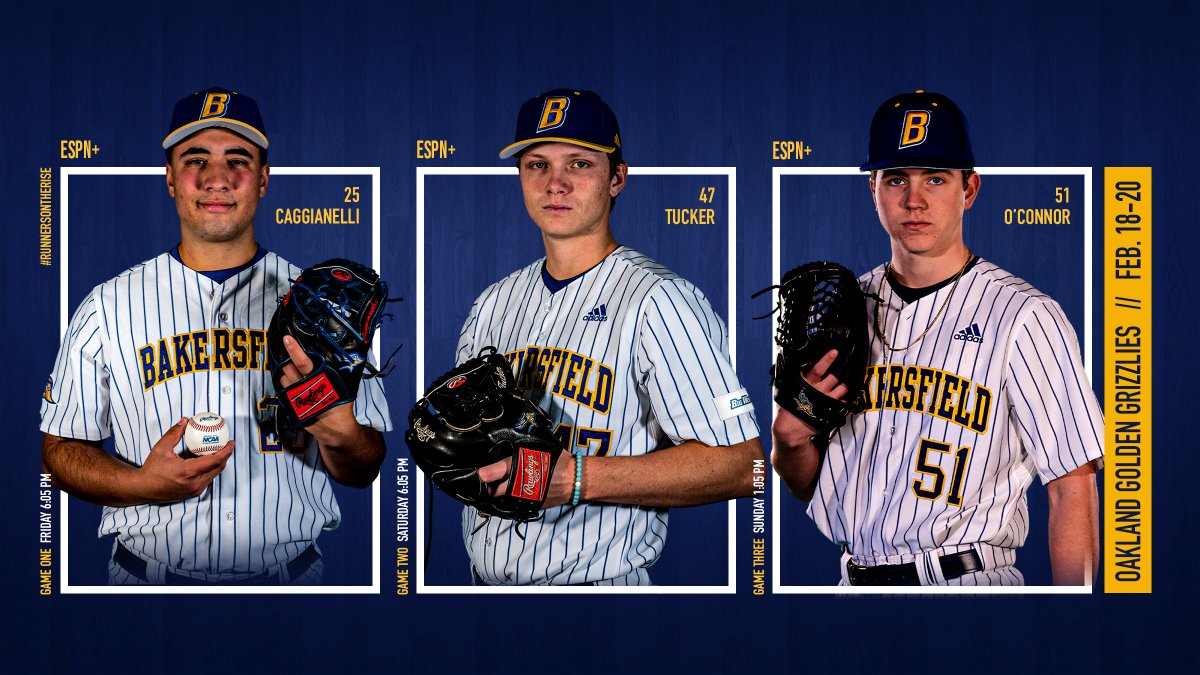 Head Coach <a href="/CoachBeard27/">Jeremy Beard</a> announces <a href="/CSUBakersfield/">CSUB</a>'s Starting Rotation ahead of a three-game, season opening series w/ Oakland University #RunnersOnTheRise #GoBako